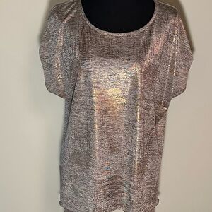 Dantelle Foil Print Step Hem Top - Coffee Gold